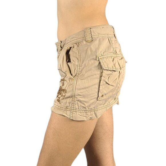 Polo Jeans Brand Khaki Embroidered Brown Button Up Cargo Mini Skirt Y2k Preppy - Picture 2 of 4